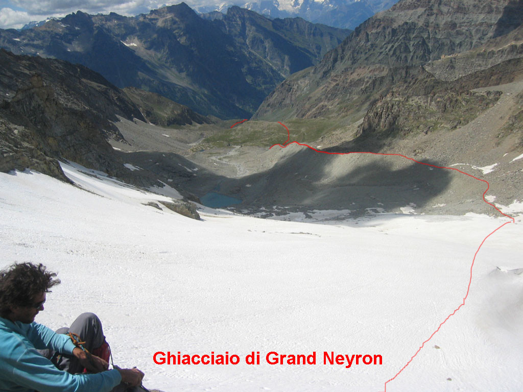 discesa per il vallone del Gran Serz