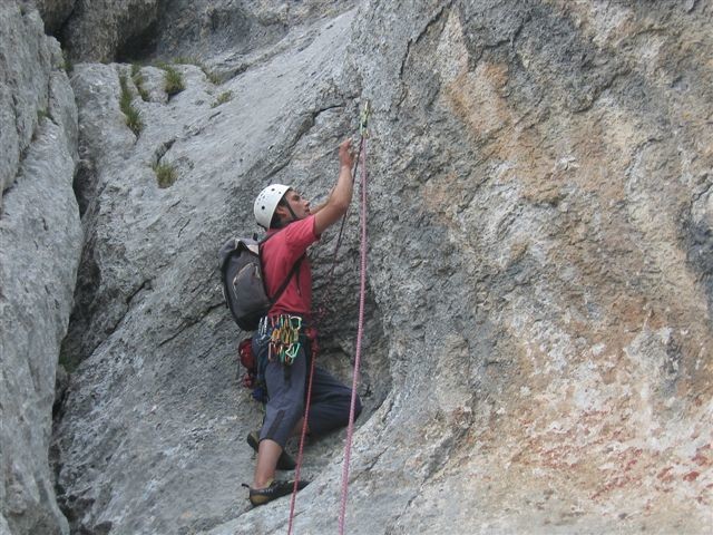 Jean dans le 5c+ (L7) - Pointe E du Midi
