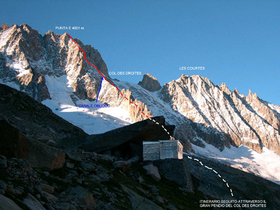 Schizzo di salita a Les Droites dal versante Talèfre Schizzo di salita a Les Droites dal versante Talèfre