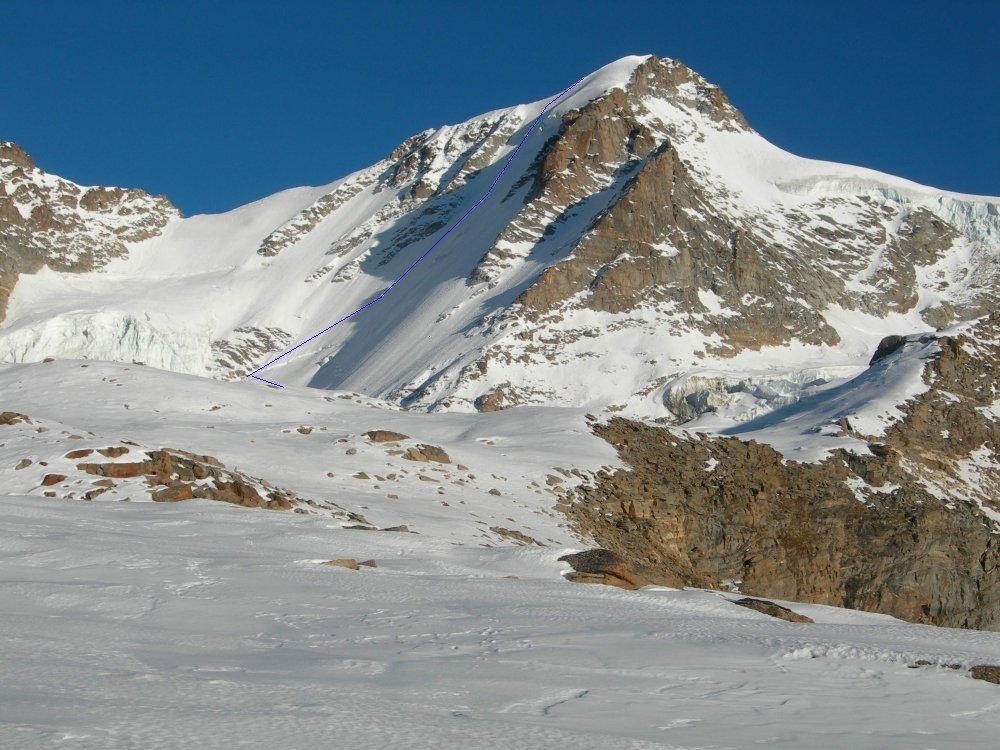 La face nord ouest du Gran Paradiso et la voie Bertolome