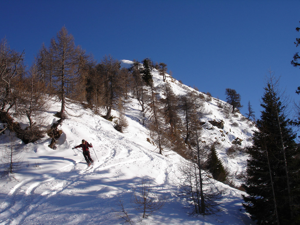 arrivo alla "Buchèta di Scioch" 1926 m con il tratto finale prima del Piz di Alchèr 2043 m.