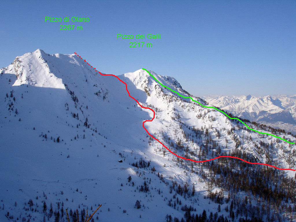 Il Pizzo di Olano 2267 m e Pizzo dei Galli 2217 m (dalla Cima della Rosetta).