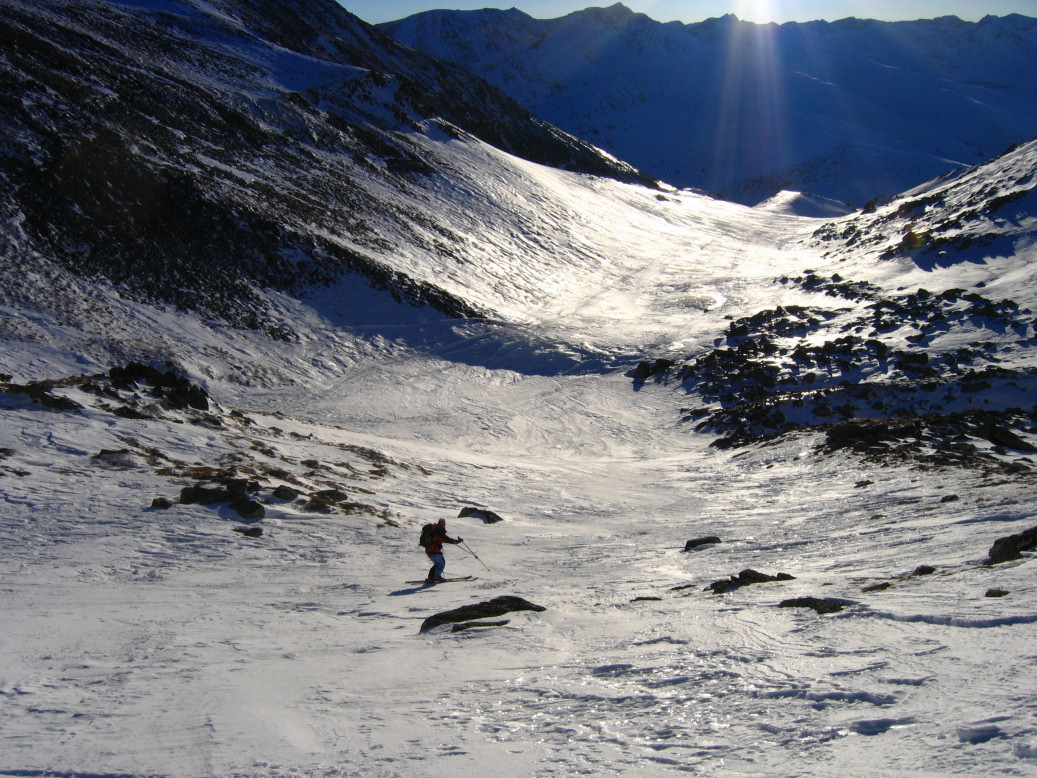 Descente au coucher du soleil de la Coum d'Engarcia