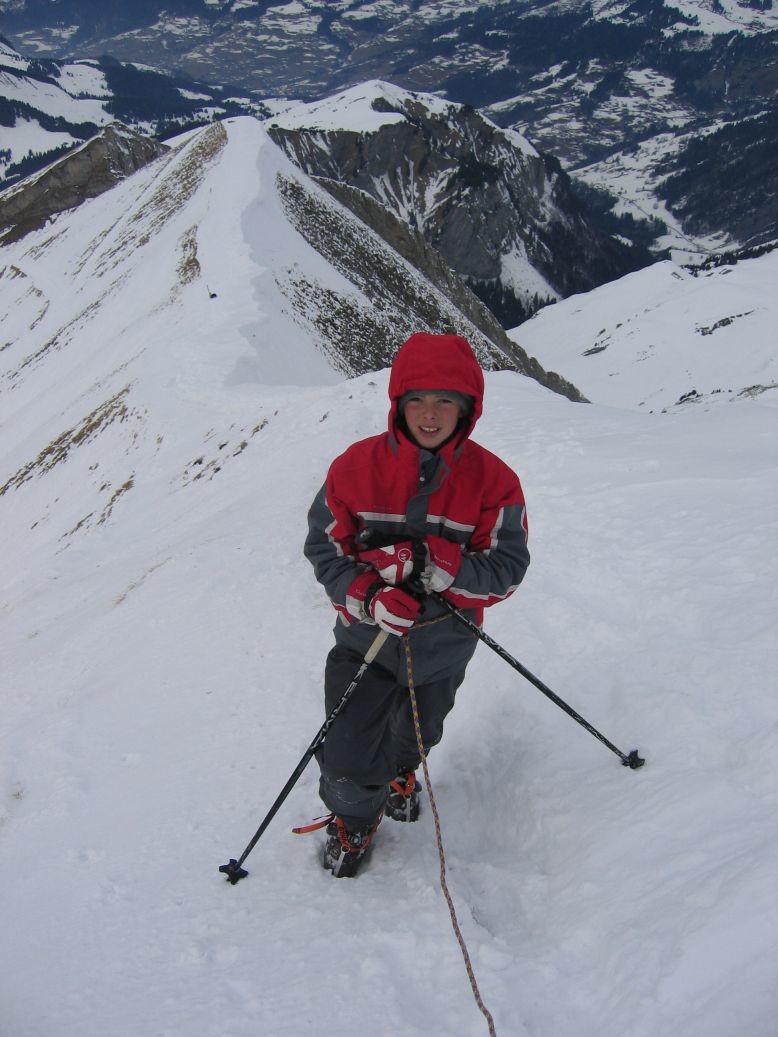 Montée au Charvin - Lucas sur l'arête terminale