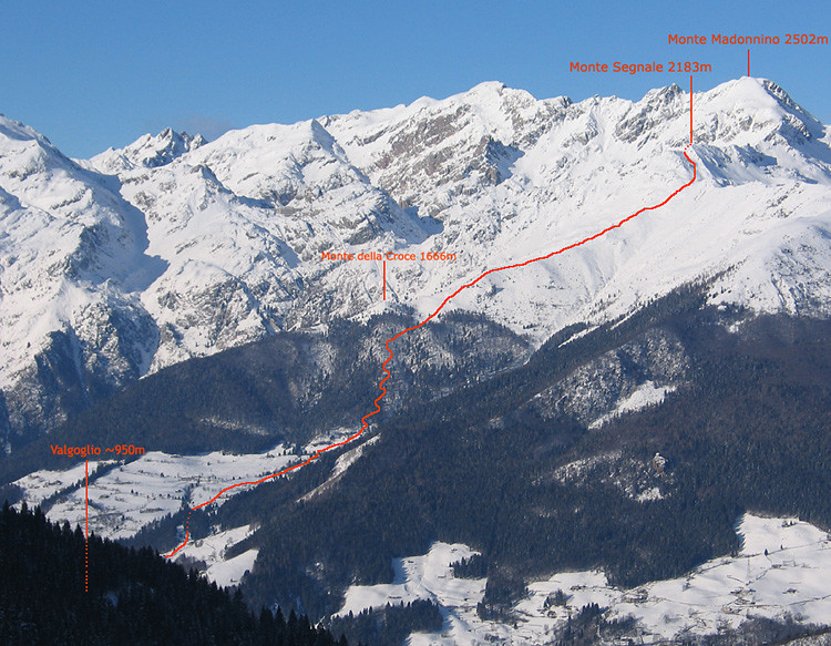 L'itinerario del Monte Segnale, visto dal Timogno