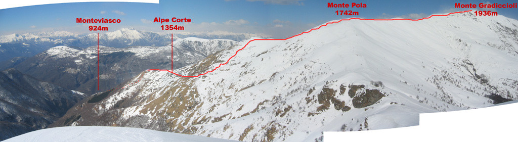 La salita al Gradiccioli vista dal Monte Magno