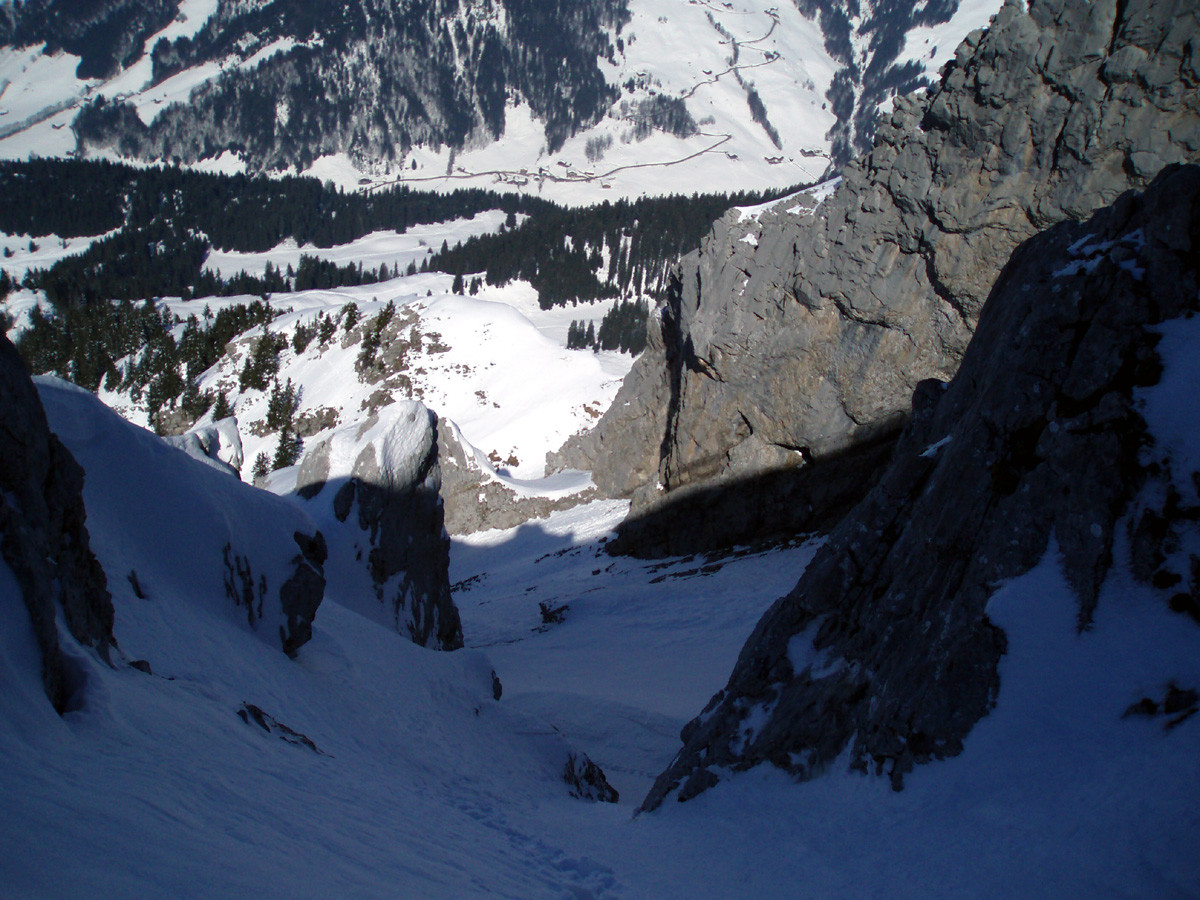 La sortie du 2ème ressaut vu du 2ème couloir