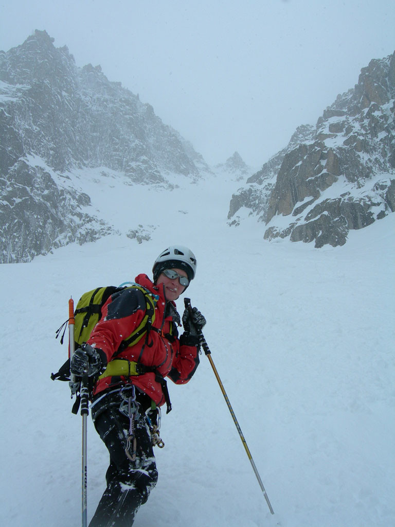 Aurélie dans le couloir NE du col du Tacul