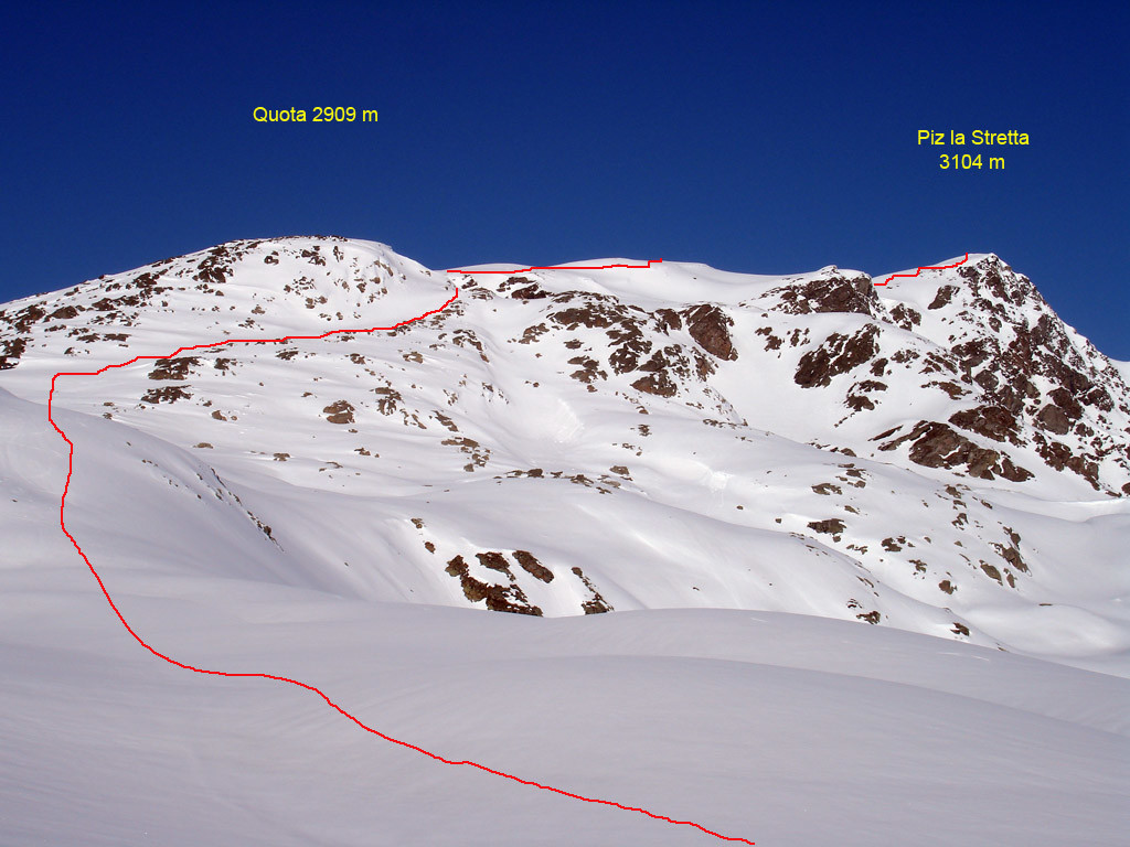 La salita al Piz la Stretta dalla Valle del Monte.