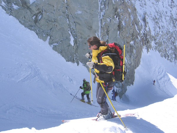 Il canalino di discesa dal Mont Blanc de Cheilon