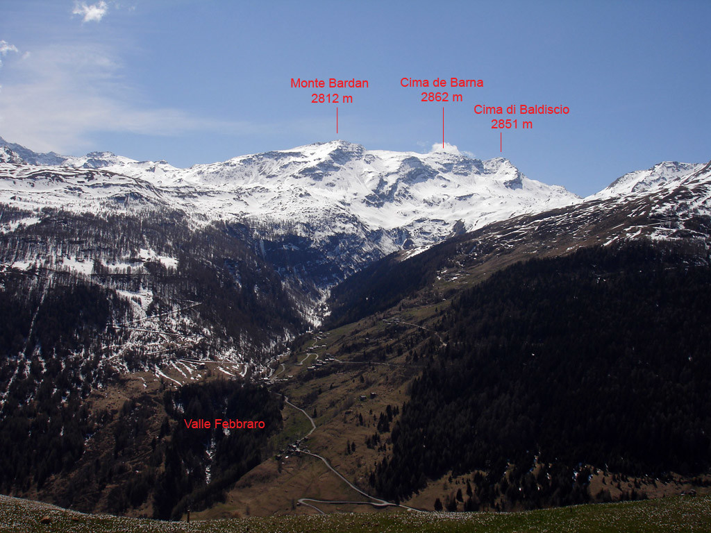 Monte Bardan, Cima de Barna, Cima di Baldiscio.