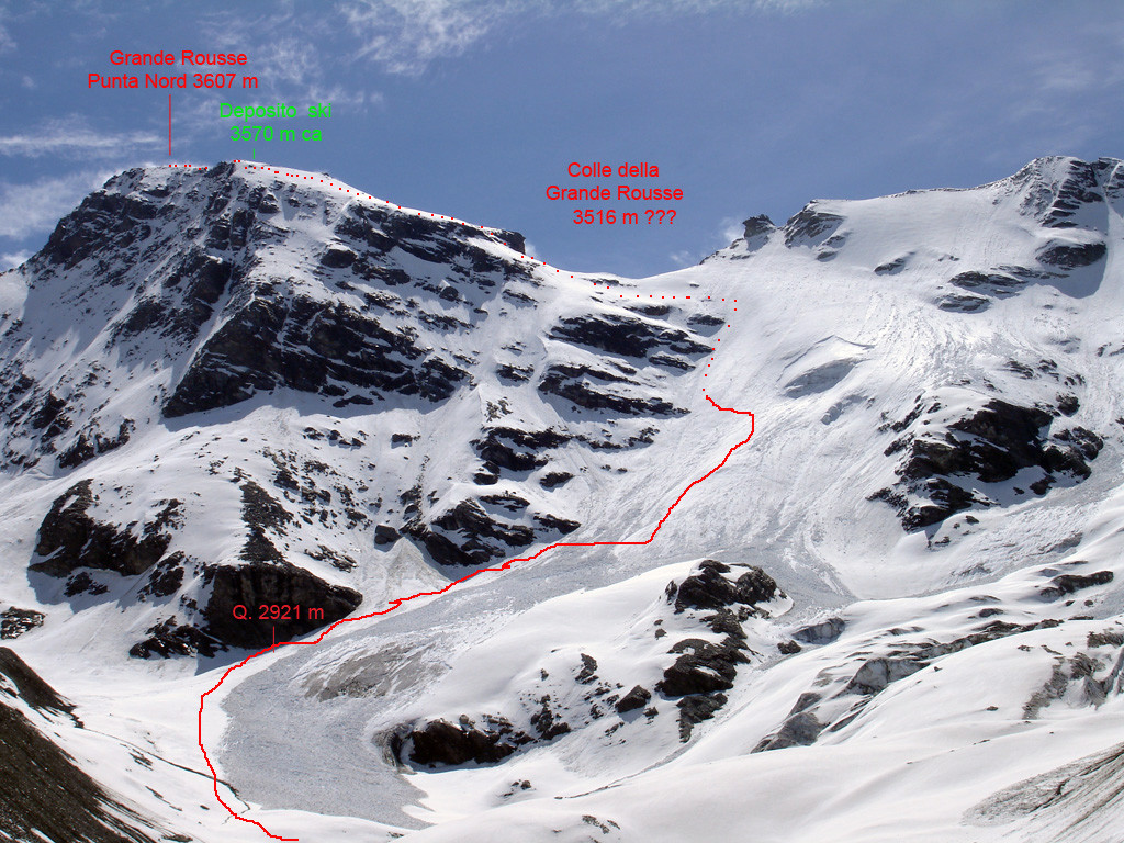 L'itinerario di salita alla Grande Rousse 3607 m versante NW (IVERGNAN).