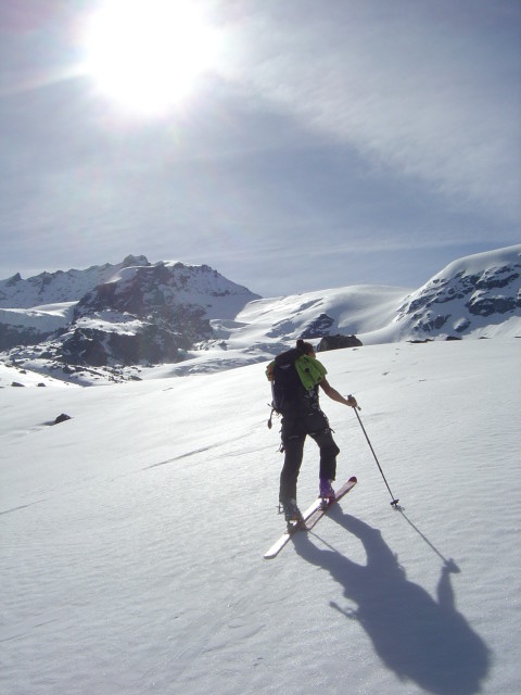 En direction du Rimpfischhorn sur le Längfluegletscher