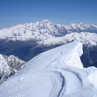 Il Massiccio del Monte Bianco dalla cima del Mont Pourri 3779 m.