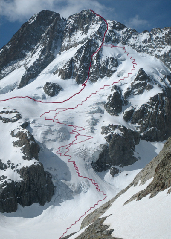 Les Bans - couloir Macho - Itinéraire de montée + descente à ski