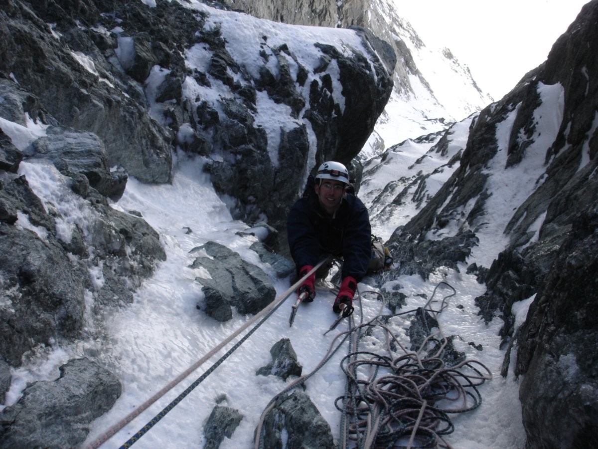A la sortie du crux de la Fourastier à la Pointe du Vallon des Etages.