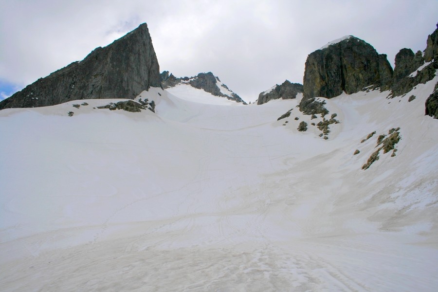 le Grand Pic de Lauzière et le glacier du Celliers : descente