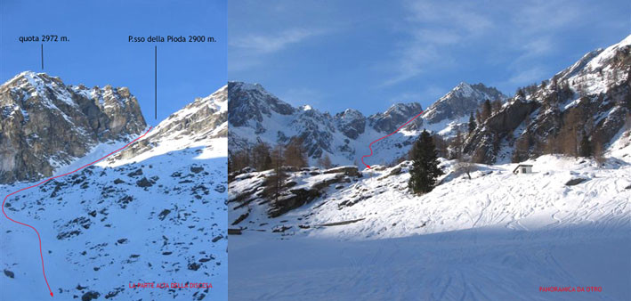 Itinerario di discesa dal P.sso della Pioda