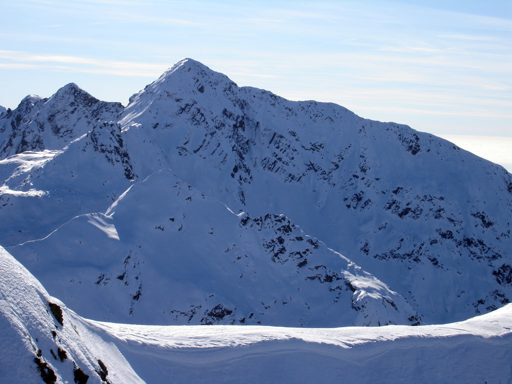 Il versante Nord del Corno Stella 2621 m (Val Cervia), visto dalla Cima Tonale 2544 m.