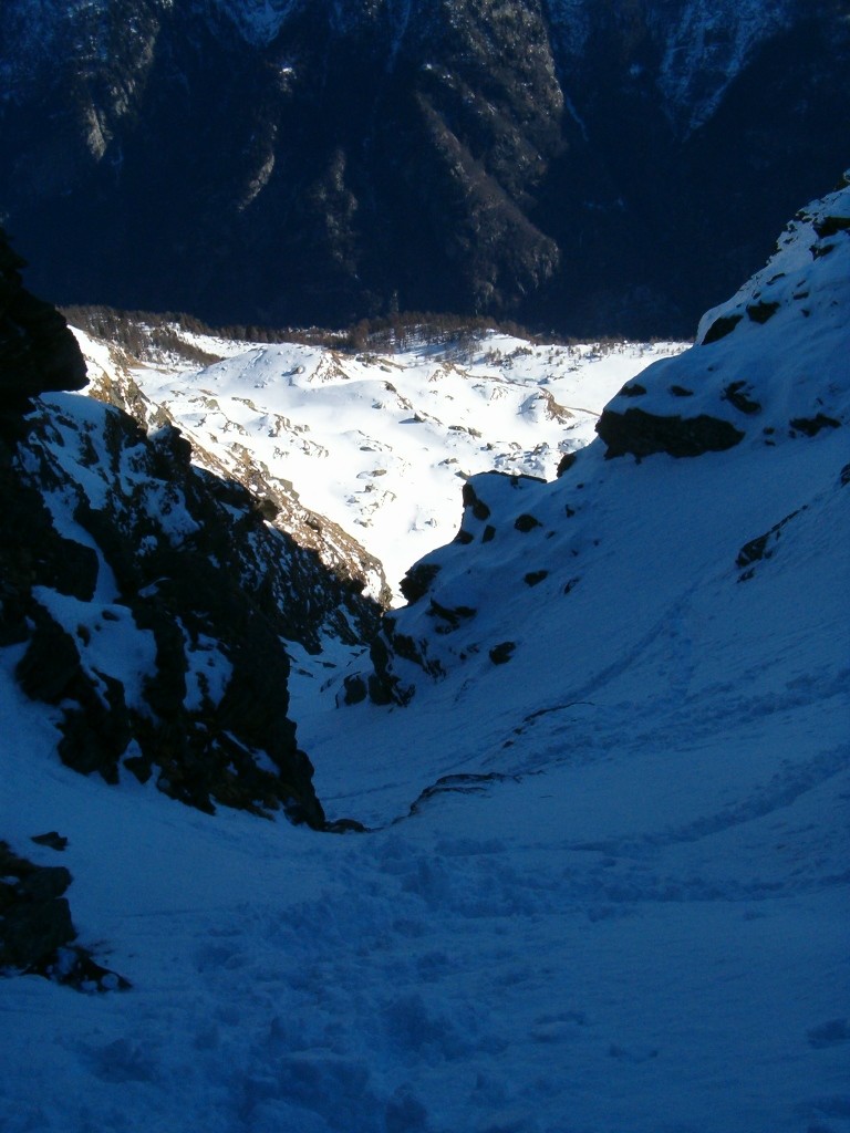 Il canale di salita al Pojala