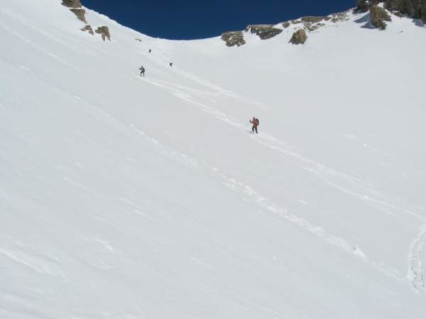 Traversata Leukerbad-Lotschental discesa nel canalone sudest del Torrenthorn