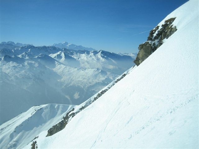 Mont-Blanc dans la descente de la face EST