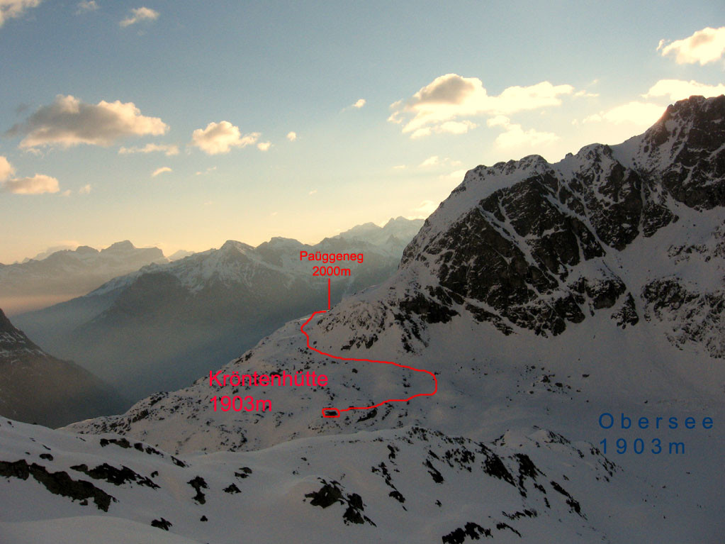 La Kröntenhütte vista dal Glattfirn