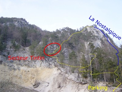 Accès au secteur "Tintin" de Bonnes Fontaines, Jura  Suisse.