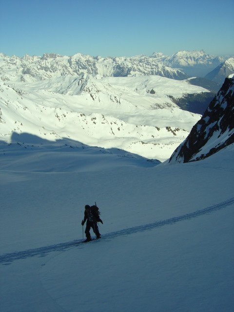 Sur le glacier de Tseudet, dessous le col de la Gouille