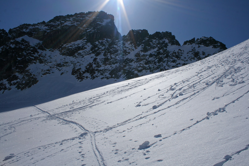Col Dulong de Rosnay - en montant sur le glacier de l'Argentière
