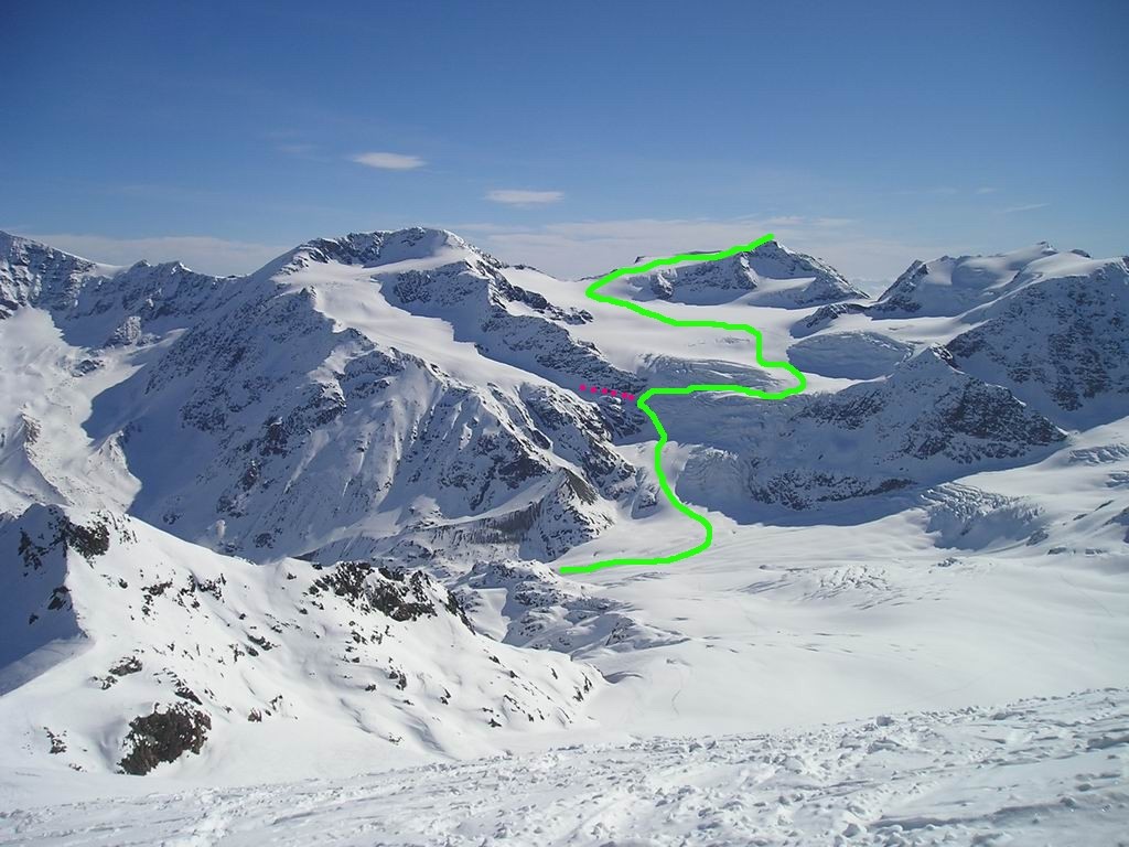 l'itinerario al monte Vioz per la seraccata N