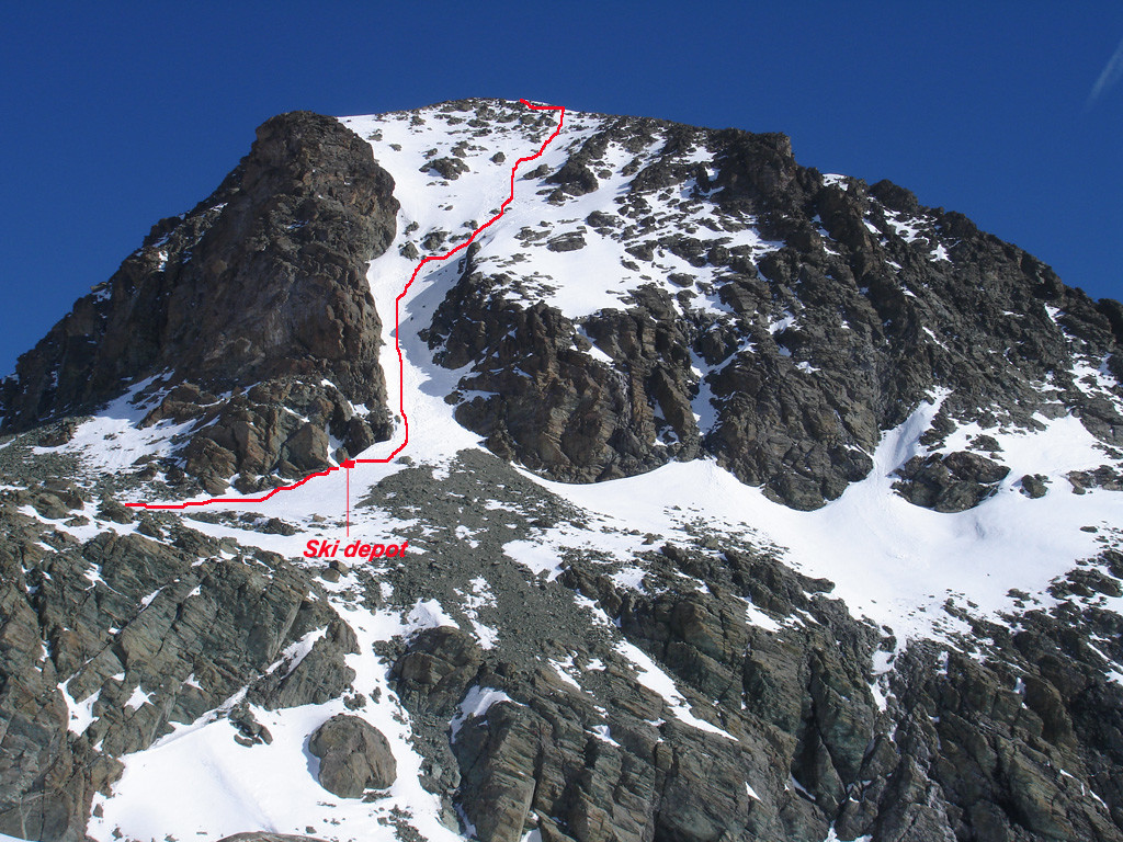 Il tratto alpinistico al Piz Platta 3392 m, versante Sud.