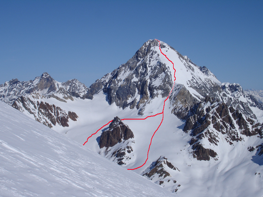 L'itinerario salendo dal rifugio Pizzini 2706 m,al Gran Zebrù o Konig Spitze 3851 m.
