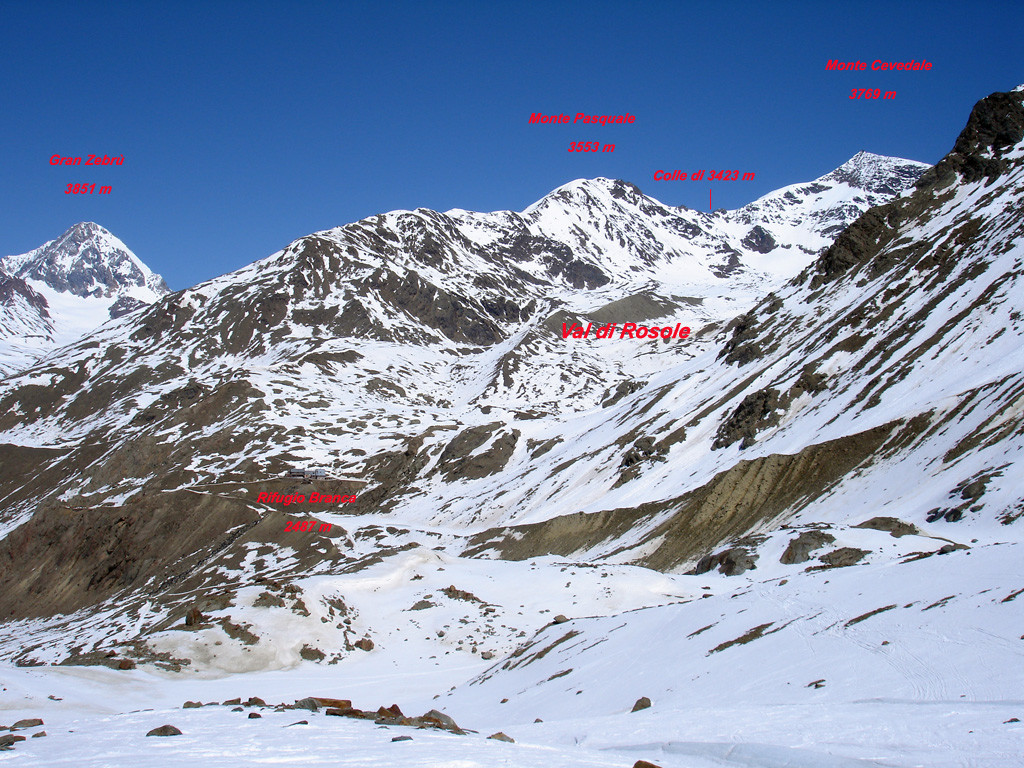 La Val di Rosole, vista dalla Vedretta dei Forni da quota 2600 circa.