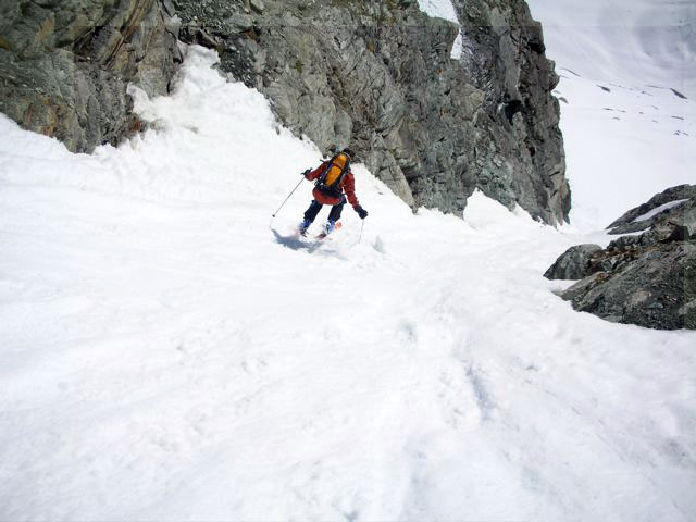 Diablons - couloir Est, le goulet de sortie