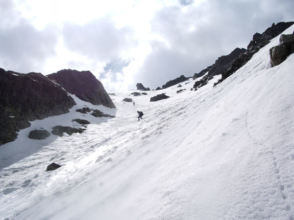 Scendendo nel couloir NE della Pointe de l'Etendart
