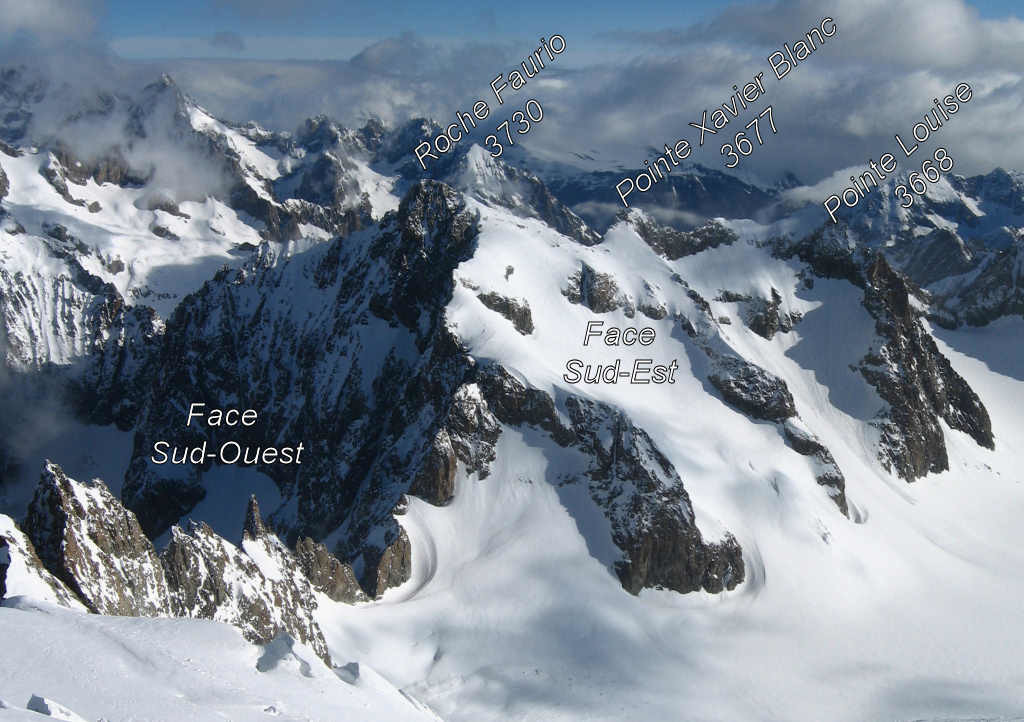 Vue sur l'arête Sud de Roche Faurio