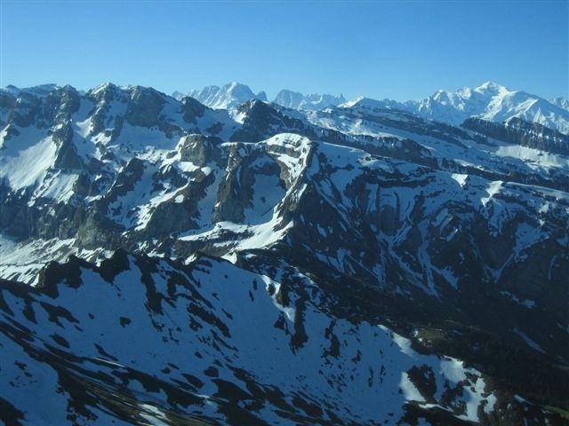 Mont Blanc, Dents Blanches et Pointe Bourdillon depuis le sommet
