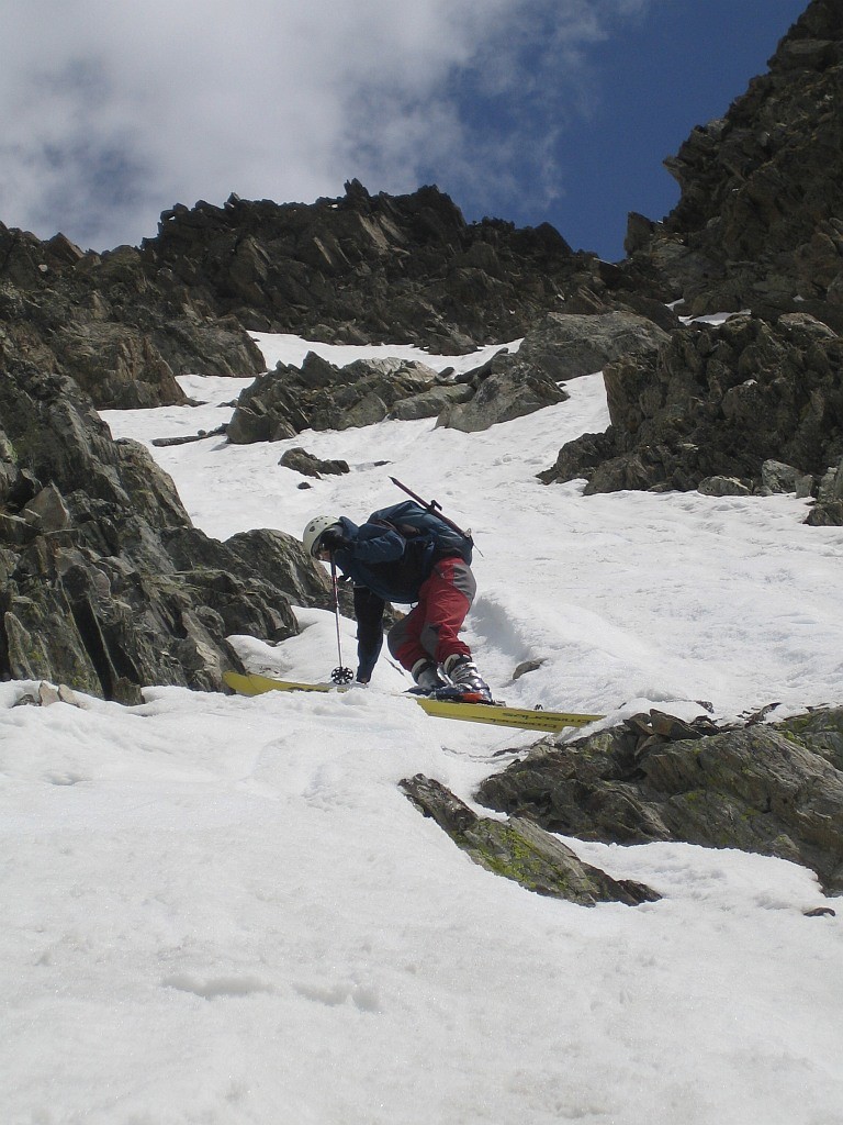Lucio dans le couloir SW du Rocher Blanc