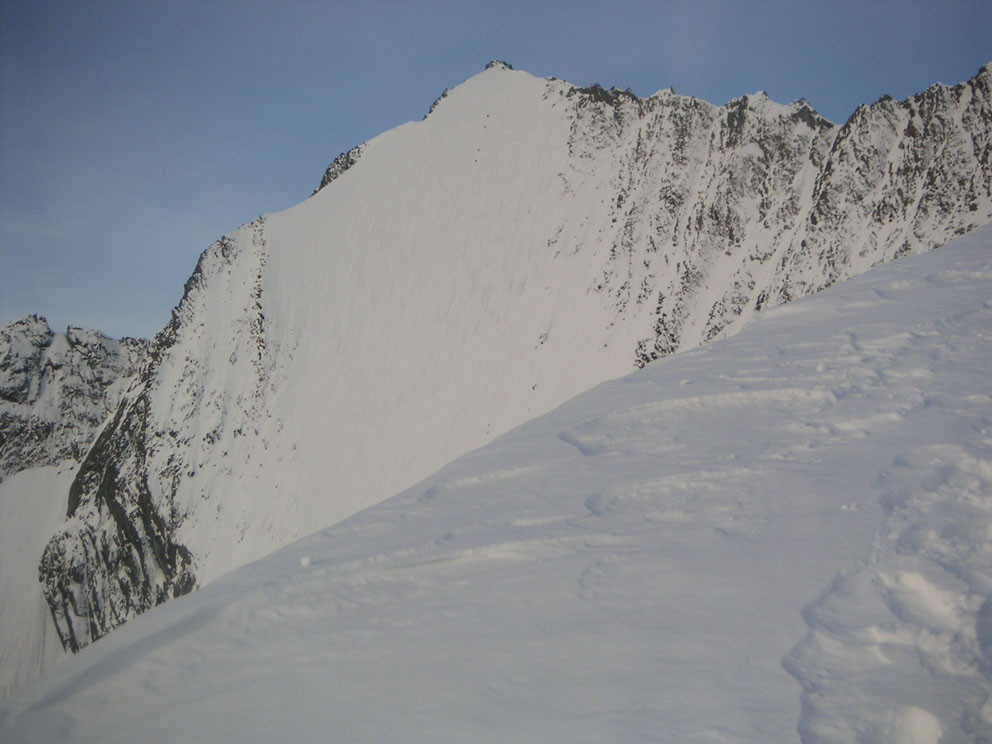 Dal Nadelhorn la parete NE della Lenspitze