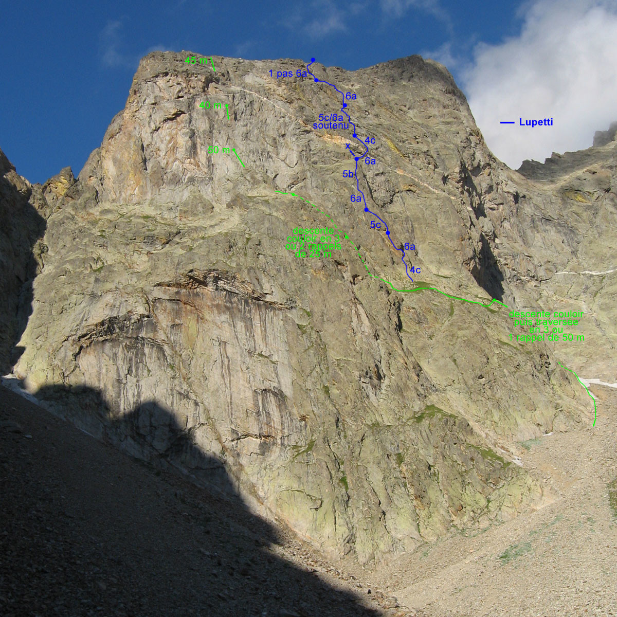 Corno Stella, face SW - "Lupetti"