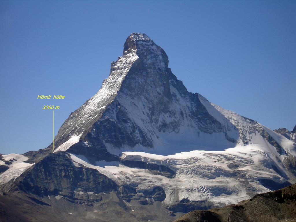 Il Matterhorn 4477 m versante Nord, visto dal Wisshorn 2936 m.