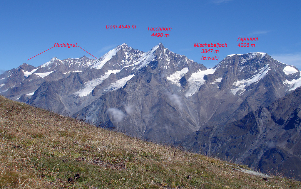 Il gruppo dei Mischabel visto dalla cima del Wisshorn 2936 m.