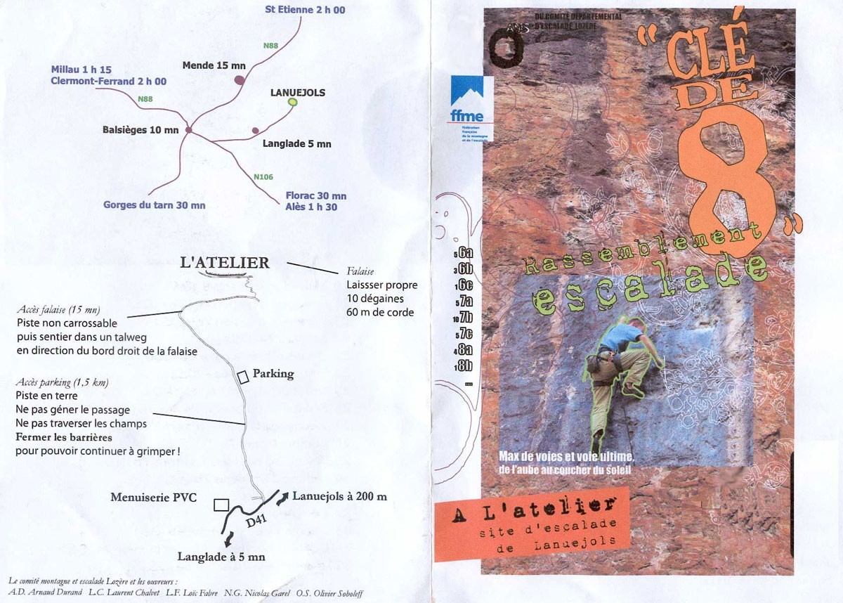Page 1/2 du topo de l'atelier en Lozere