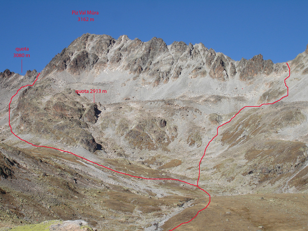 Il Piz Val Müra 3162 m versante SW