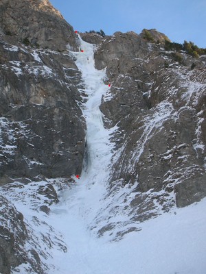 Cascade du Roc d'Enfer: vue d'ensemble et relais