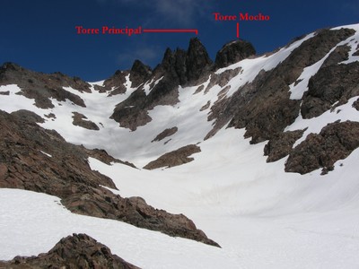 Cerro Lopez: La hoyada encore bien enneigée début janvier 2008 Cerro Lopez: La hoyada encore bien enneigée début janvier 2008