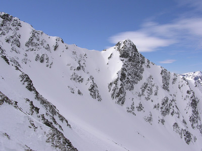 Tête du Derant  ou la véritable Pointe Ronde - Le départ de la combe N de pointe Ronde - la Veudale