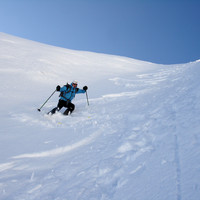 Scendendo nel canale N di S4 sostenuto al Piz da la Margna 3159 m.