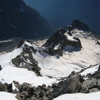 Vue de notre montée depuis le sommet